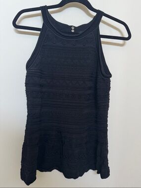 White House Black Market Black Textured Halter top